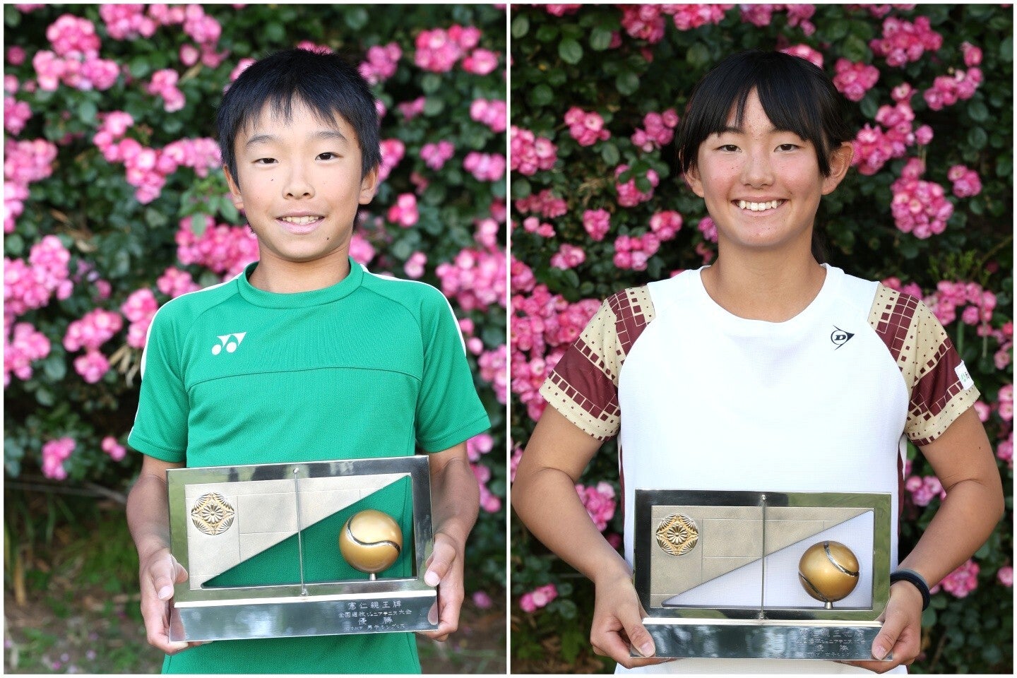 12歳以下男子優勝の藤瀬大智（左）と女子優勝の佐藤舞（右）。写真：滝川敏之