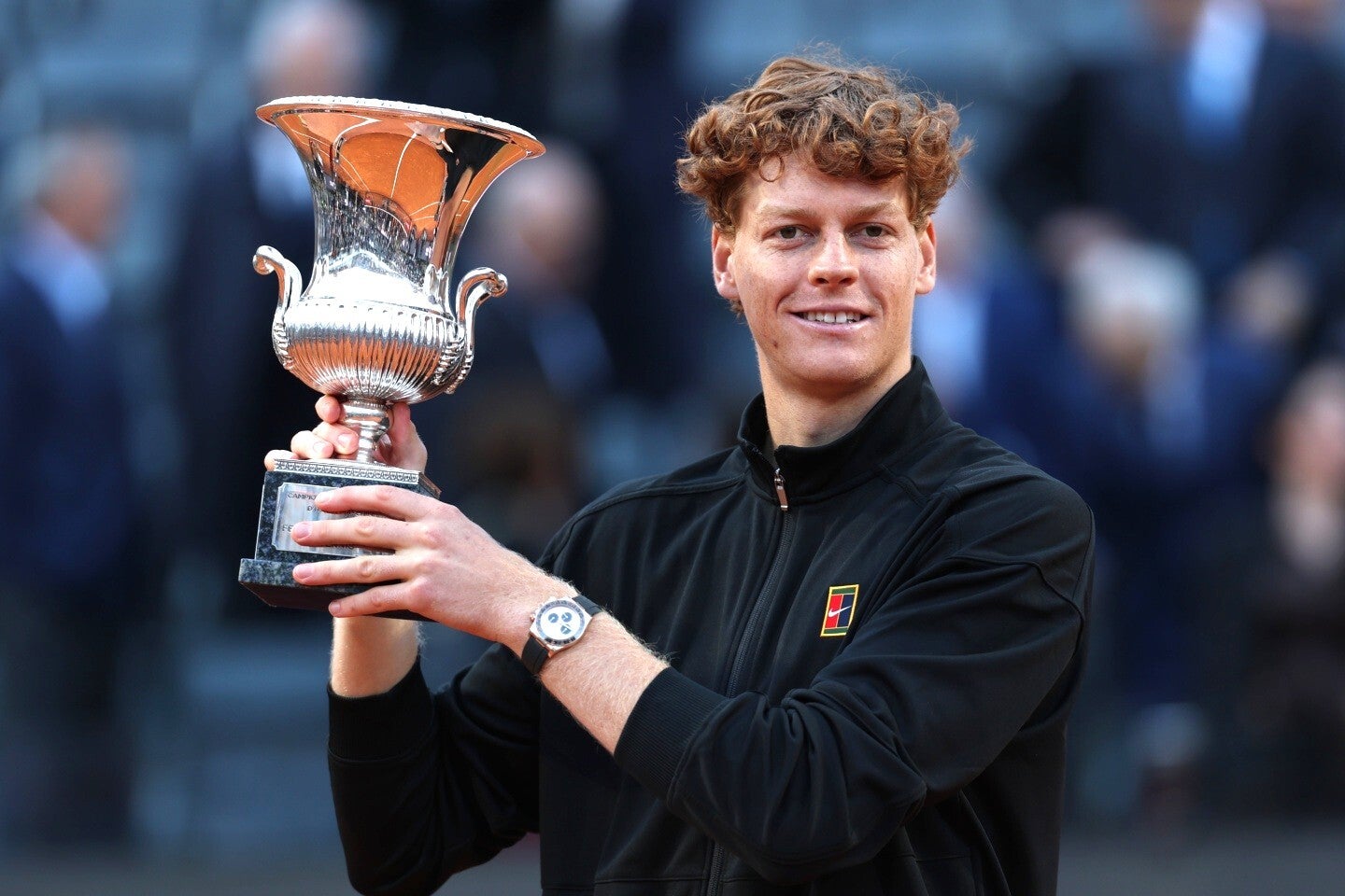 イタリア国際で念願の初優勝を飾った24歳のシナー。ルードを退け、史上最年少でキャリアゴールデンマスターズを達成するなど、記録ずくめのタイトル獲得となった。（C）Getty Images