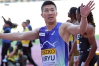 日本生命の桐生が男子100mで４位。鮮やかな“ロケットスタート”を披露した。写真：梅月智史（THE DIGEST写真部）