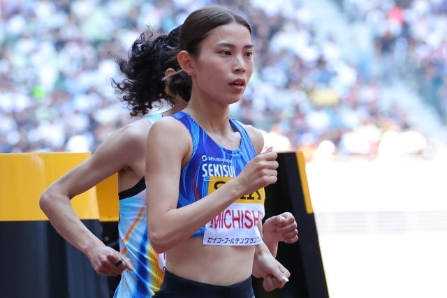 女子1500メートルと3000メートルに出場した積水化学の道下。写真：梅月智史（THE DIGEST写真部）