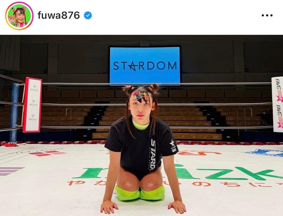 プロレスラーに転身したフワちゃん。写真：本人のインスタグラム投稿のスクリーンショット（＠ fuwa876）