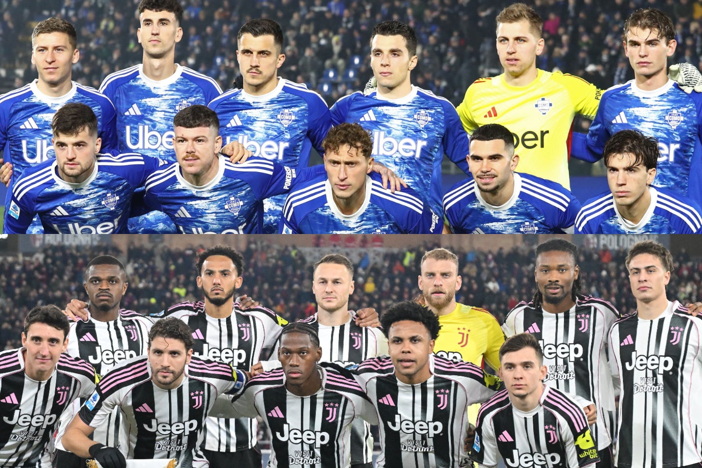37節終了時点で５位のコモ（上）と６位ユベントス（下）。(C)Alberto LINGRIA 、(C)Getty Images