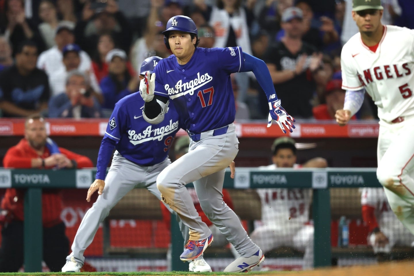 現地19日のパドレス戦で２本の二塁打を放った大谷。16日のエンジェルス戦で“幻の”ランニングホームランを見せるなど、走塁も注目されている。(C)Getty Images