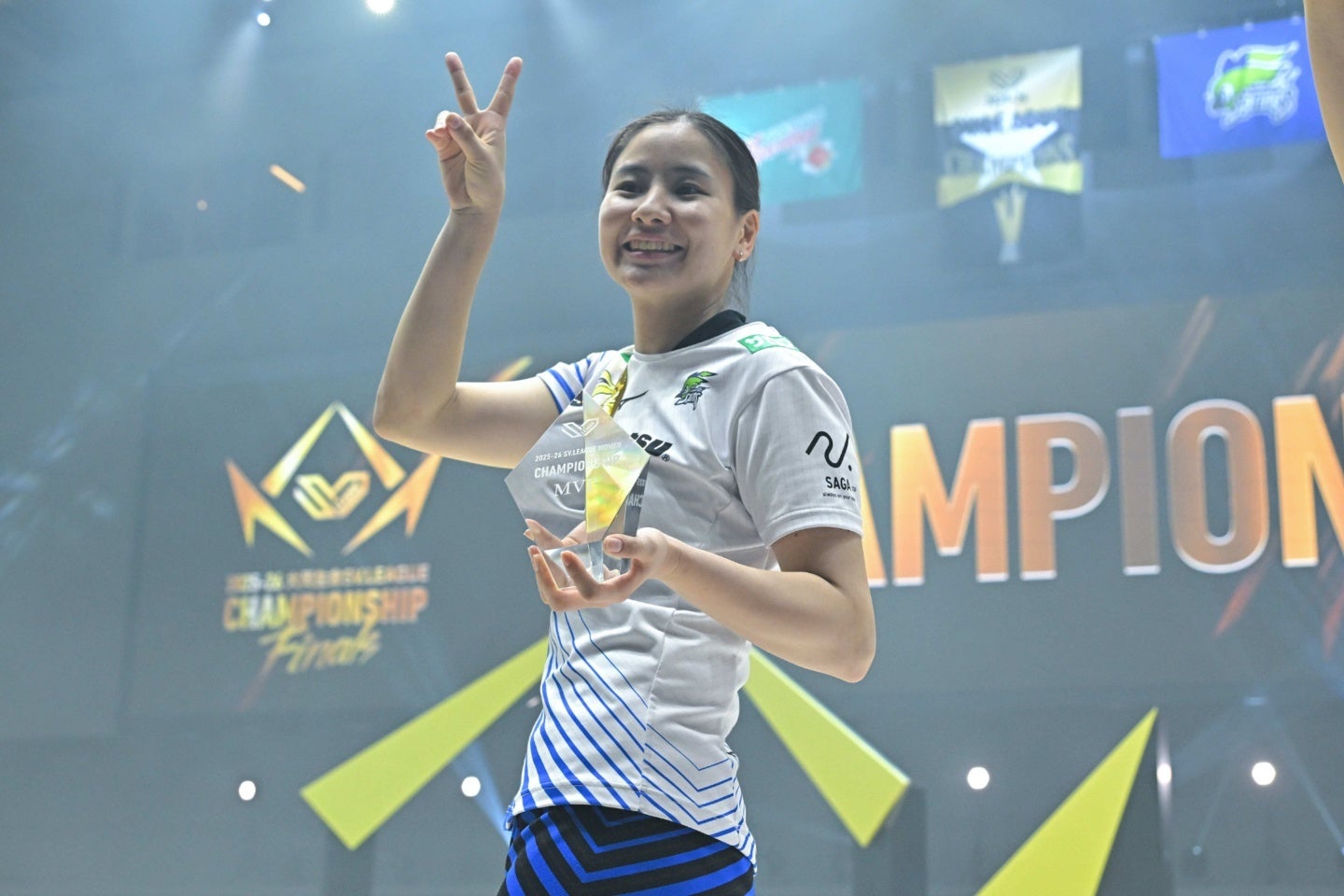 SVリーグ女子ファイナルでMVPを受賞した西村弥菜美。写真：金子拓弥（THE DIGEST写真部）