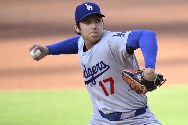 パドレス戦で５回無失点だったドジャースの大谷。(C)Getty Images