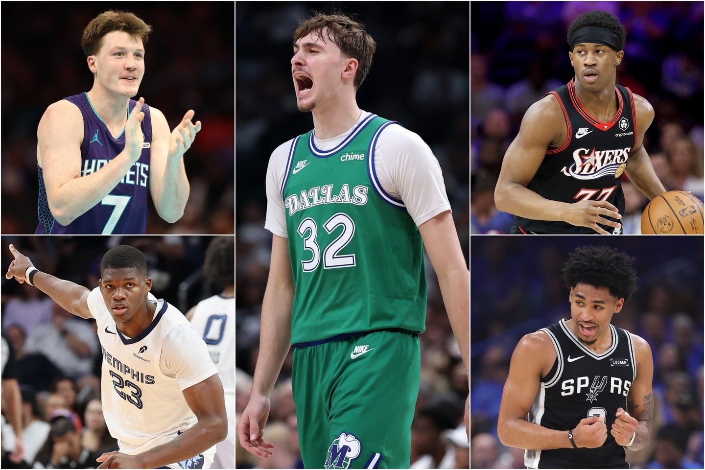 新人王のフラッグ(中央)を筆頭に、今季のオールルーキーチームが発表された。(C)Getty Images