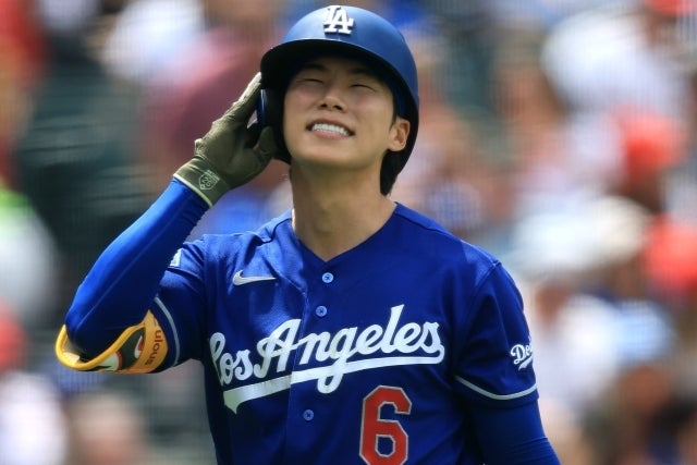 今季ここまで打率.269、１本塁打10打点OPS.682をマークしているドジャースのキム・ヘソン。(C)Getty Images