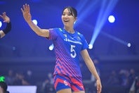 SAGA久光のアウトサイドヒッター中島咲愛。写真：金子拓弥（THE DIGEST写真部）