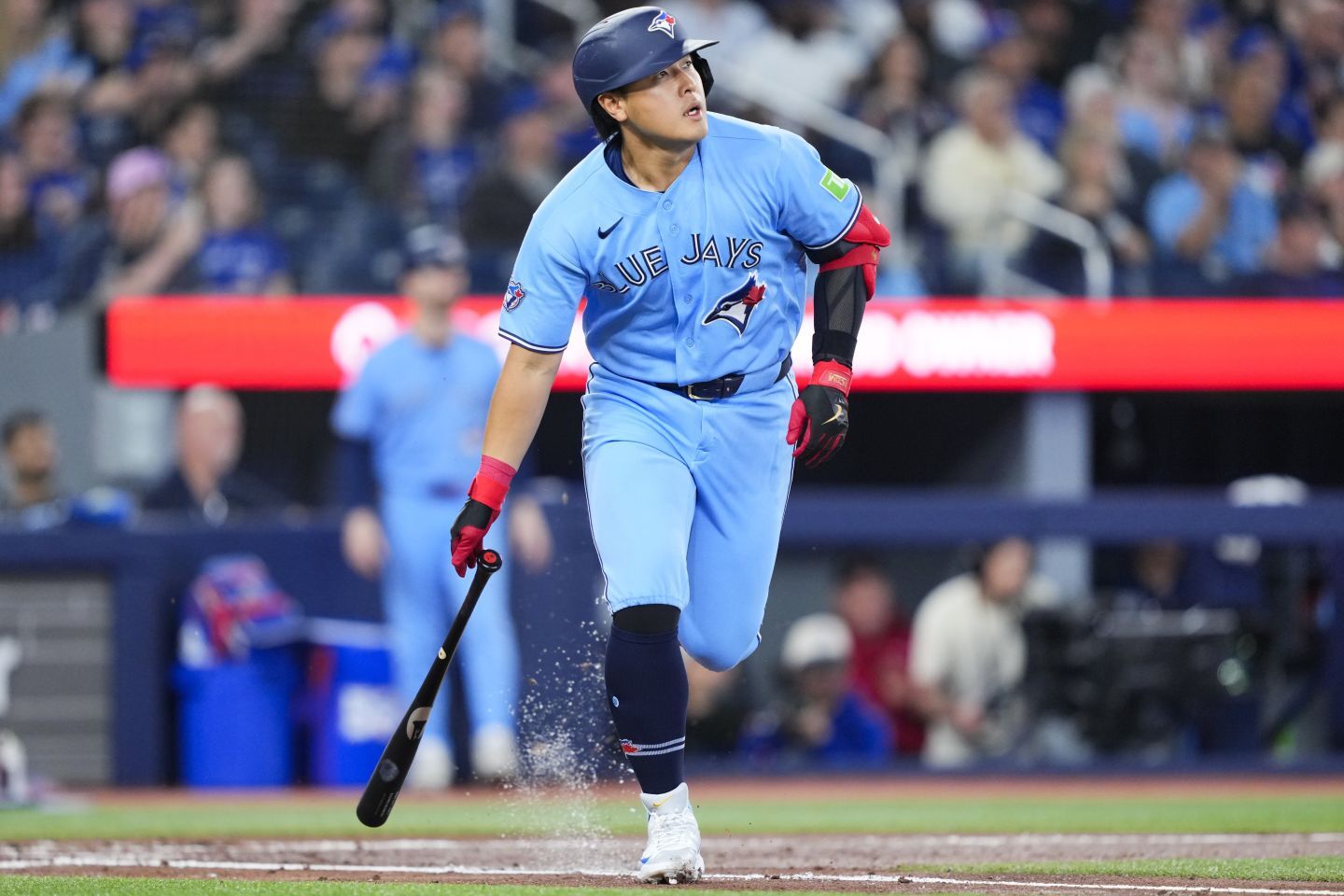 打撃メカニクスを研究しながら、試行錯誤を続けるブルージェイズの岡本。(C)Getty Images