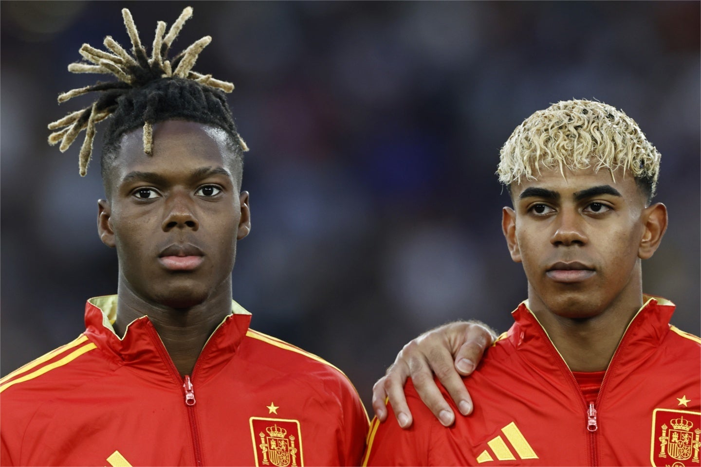 スペイン代表のデ・ラ・フエンテ監督はニコ（左）とヤマル（右）を中心としたチームを作り上げた。(C)Getty Images
