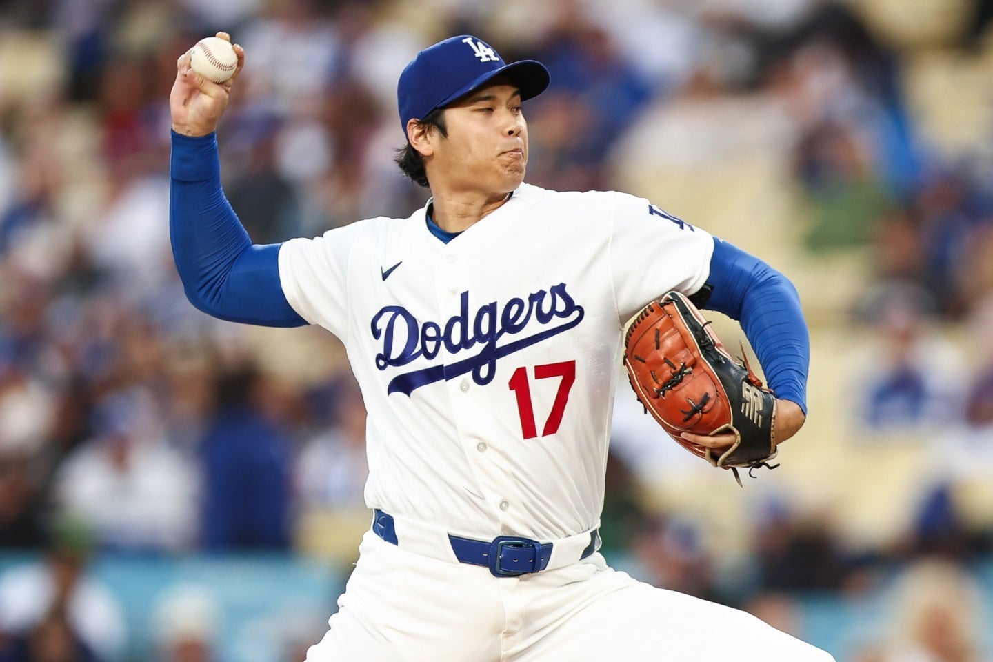 ロッキーズ戦に二刀流で先発出場した大谷は６回を無安打に抑えた。(C)Getty Images