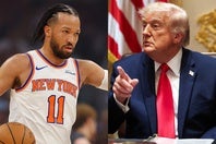 トランプ大統領（右）がNBAファイナルの現地観戦を示唆した。(C)Getty Images