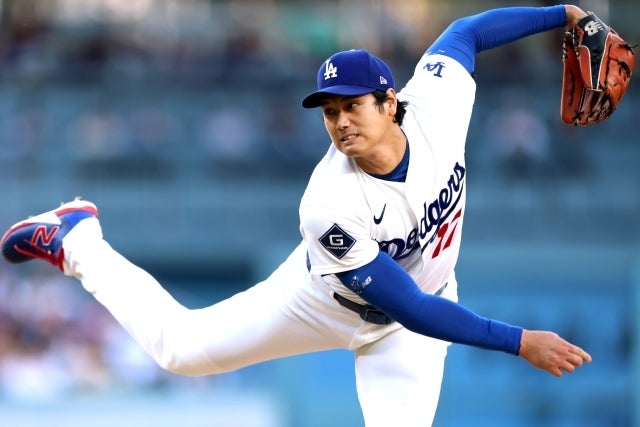 ロッキーズ戦“投打リアル二刀流”で出場し、今季５勝目を挙げたドジャースの大谷。(C)Getty Images