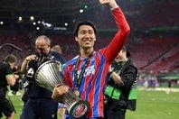 フル出場を果たし、クリスタル・パレスのカンファレンスリーグ優勝に大きく貢献した鎌田大地。(C)Getty Images