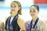24年の全日本選手権で表彰台に立つ坂本（左）と樋口（右）。写真：金子拓弥（THE DIGEST写真部）