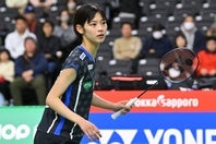 バドミントン女子の田口真彩。写真：鈴木颯太朗