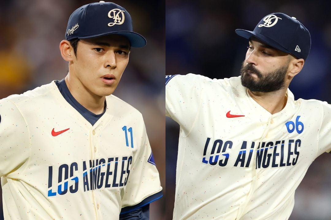 ドジャースの佐々木は５回３安打１失点の好投。しかし、救援スコットが炎上し、今季４勝目が消えた。(C) Getty Images