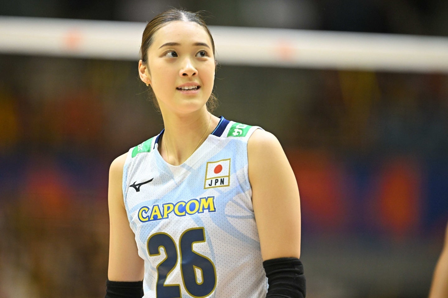 バレーボール女子日本代表の佐藤淑乃。更新したSNSのプロフィール写真が話題沸騰だ。写真：金子拓弥（THE DIGEST写真部）