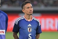 日本代表の長友佑都。W杯出発直前に注目を浴びた。写真：金子拓弥（THE DIGEST写真部）