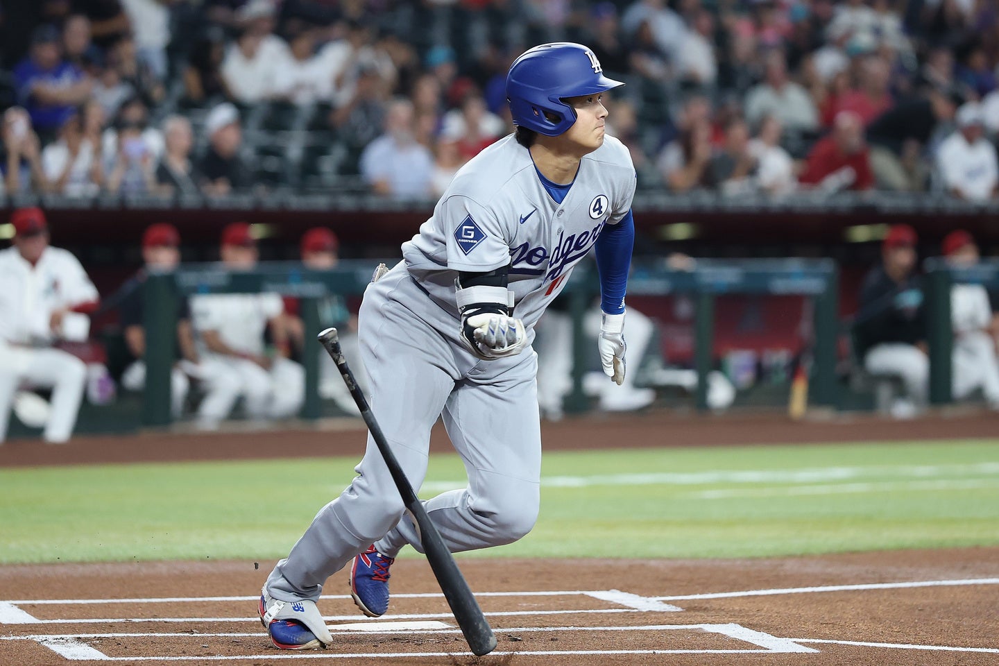 ドジャースの大谷は、３打数２安打２打点でチームの勝利に貢献した。(C)Getty Images