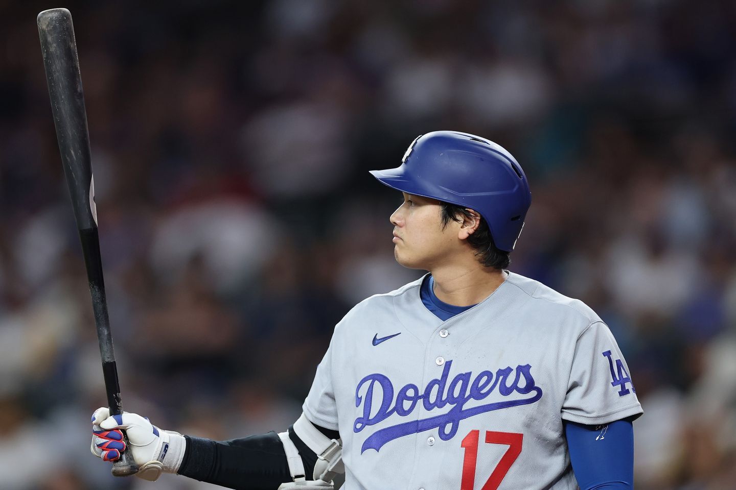 延長戦に入ったら代打で投入する予定だったドジャースの大谷。(C)Getty Images
