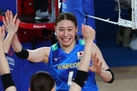 日本はVNL２戦目のウクライナに快勝。開幕２連勝を飾った。写真：梅月智史（THE DIGEST写真部）