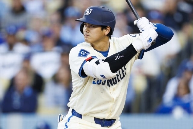 エンジェルス戦に１番・DHでスタメン出場しているドジャースの大谷。(C)Getty Images