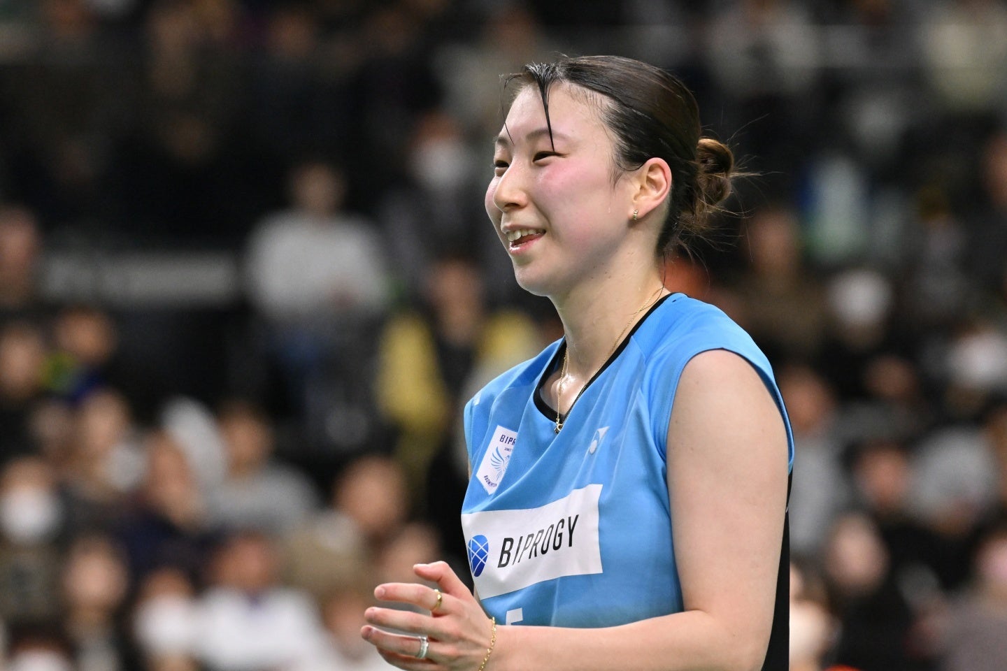 バドミントン混合ダブルスの五十嵐有紗。ウェディングフォトが反響を集めている。写真：鈴木颯太朗