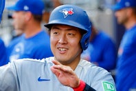 ブルージェイズの岡本が守備で存在感を示した。(C)Getty Images