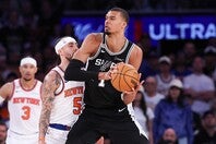 ファイナル第３戦、ウェンバンヤマは攻守で見事な活躍を見せ、スパーズを勝利に導いた。(C)Getty Images