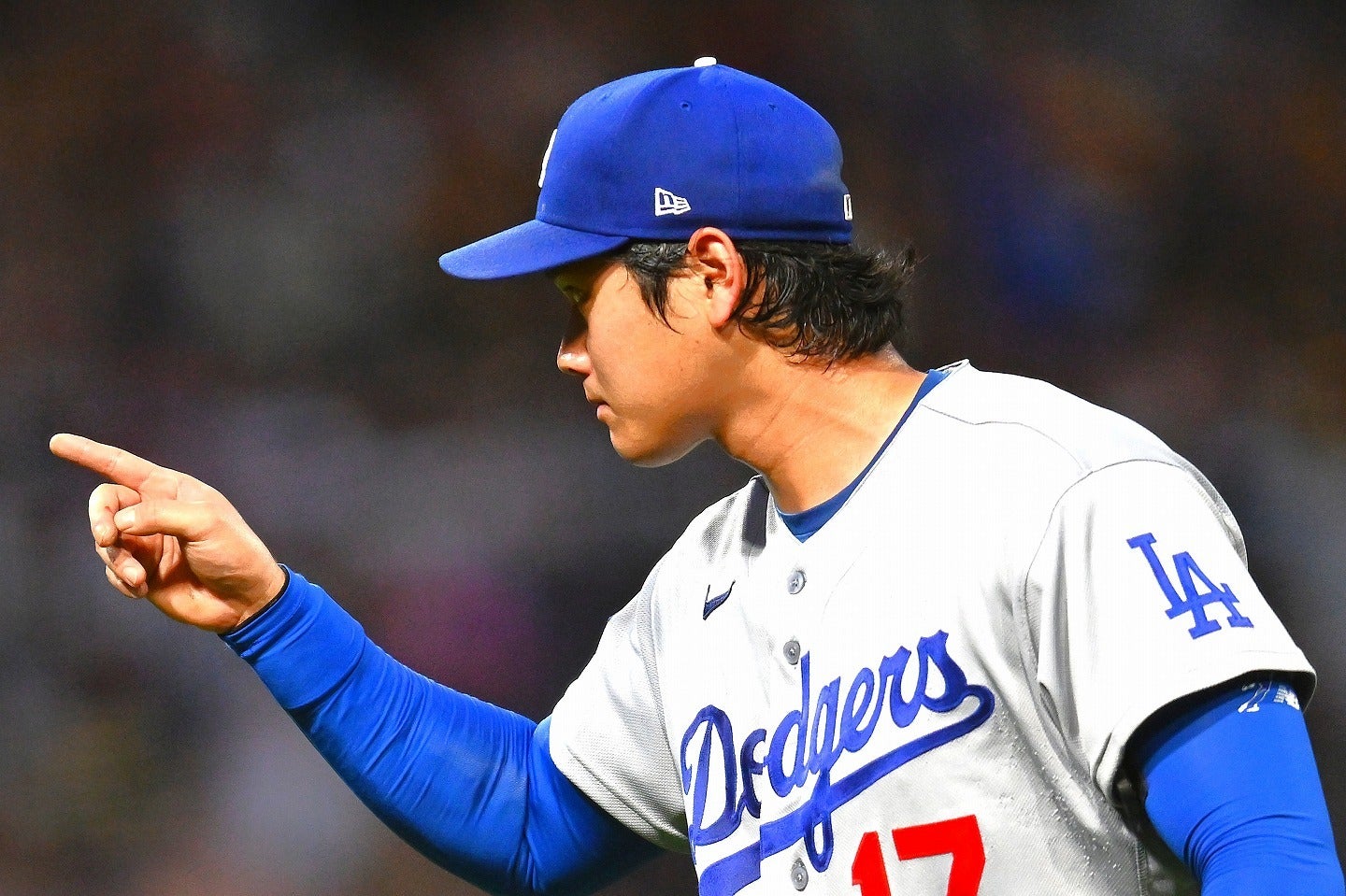 際どい球をボールと判定された大谷。失点した直後に球審に挨拶？(C)Getty Images