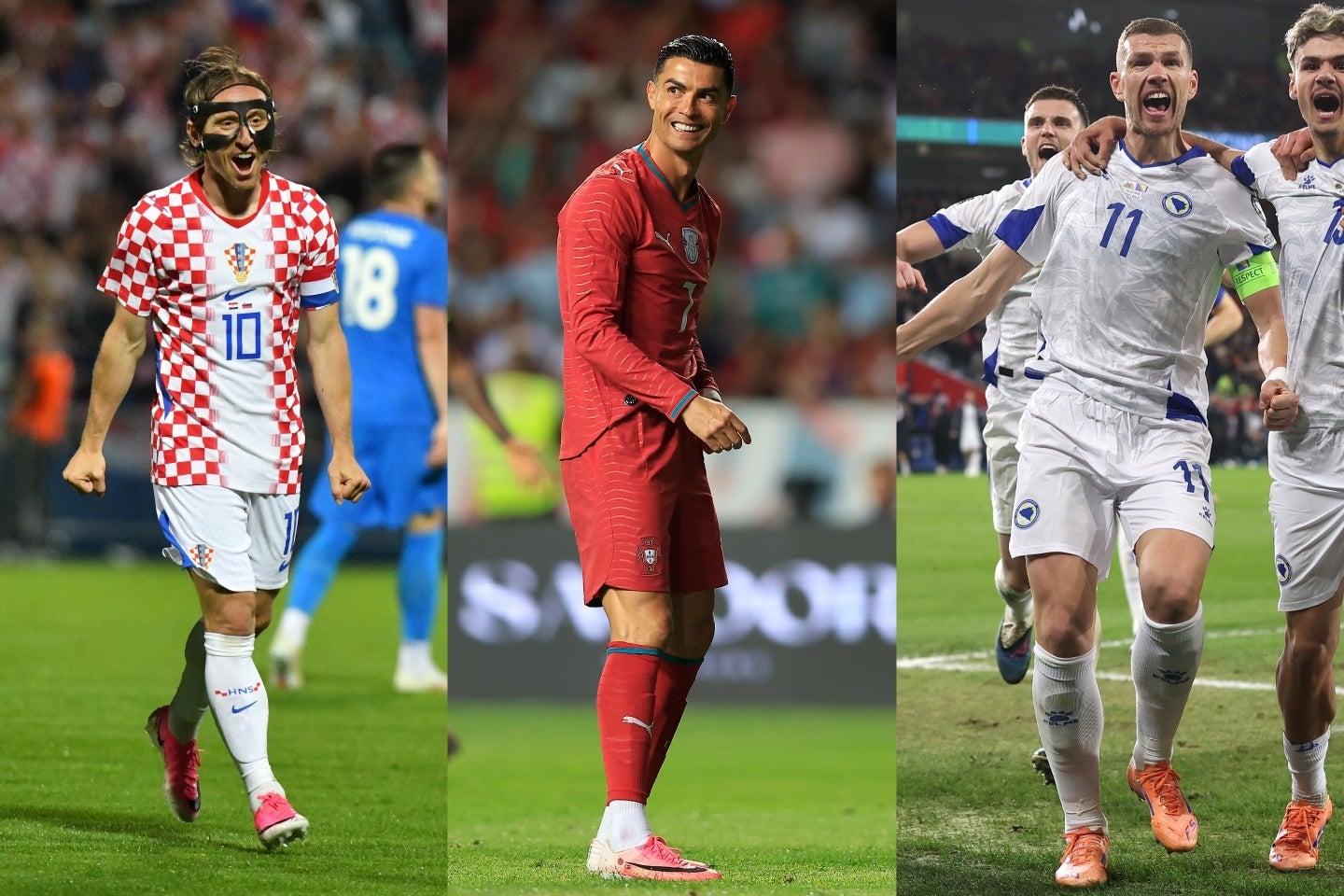 40代で北中米W杯に出場する左からモドリッチ、C・ロナウド、ジェコ。(C)Getty Images