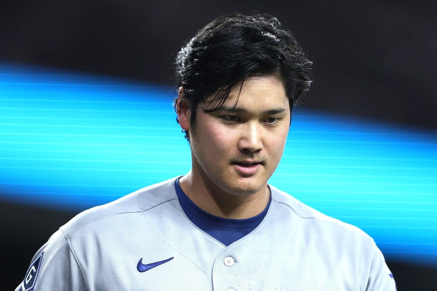 大谷は左膝炎症のためWソックス戦のスタメンを外れた。(C)Getty Images