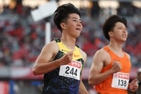 男子100mを“先行逃げ切り”で制した多田。写真：滝川敏之