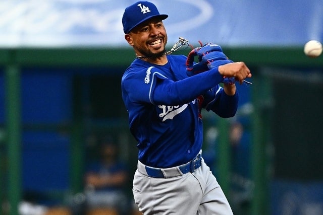 Wソックス戦に４番・ショートでフル出場したドジャースのベッツ。(C)Getty Images