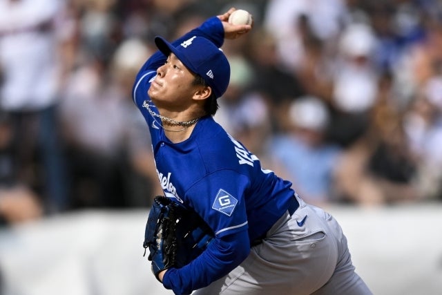 Wソックス戦で７勝目を挙げたドジャースの山本。(C)Getty Images