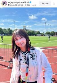初戦のオランダ戦に向け前日練習を取材した影山優佳さん。画像は本人の公式インスタグラムのスクリーンショット。