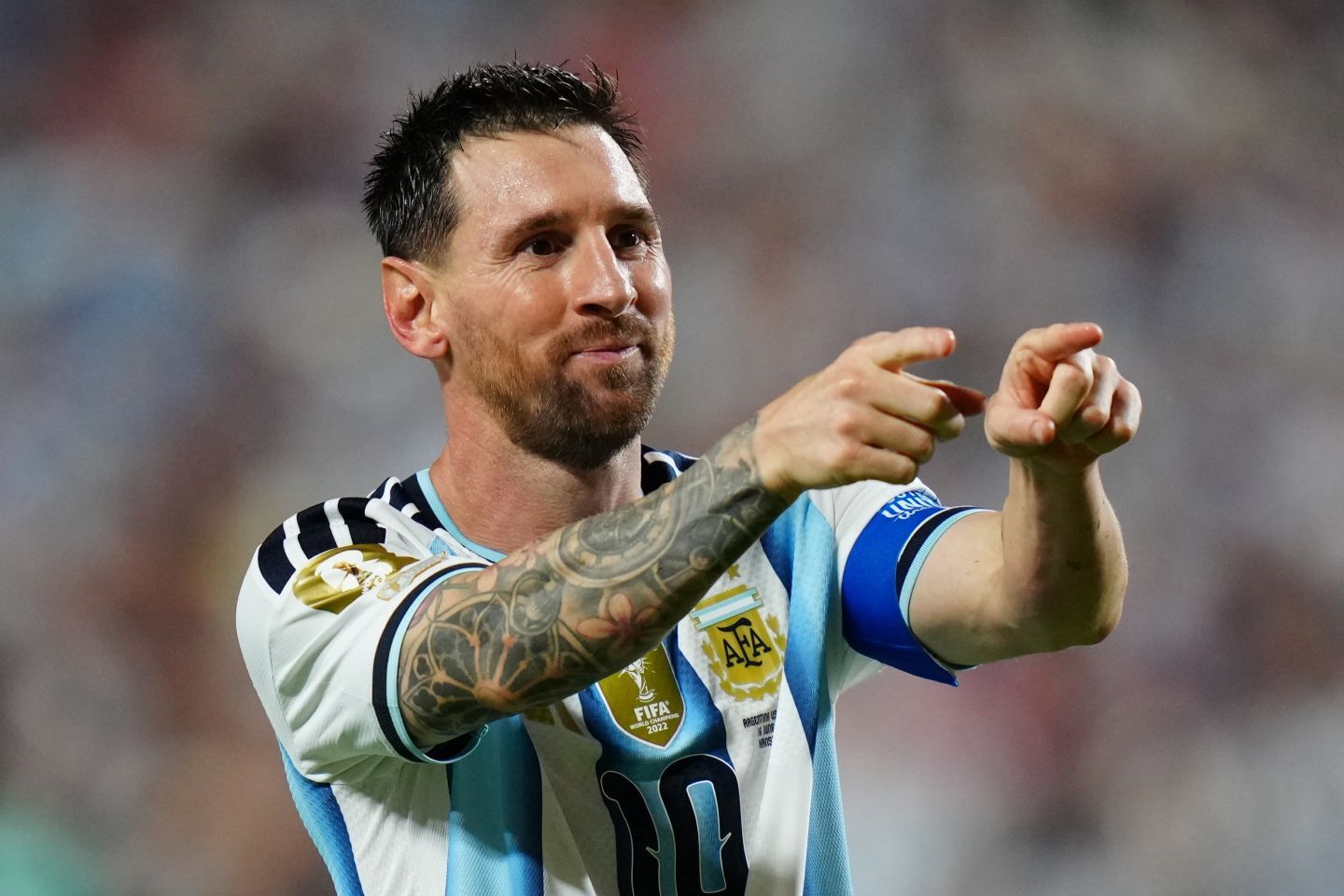 メッシが初戦からハットトリックの大活躍。W杯歴代最多得点タイの16得点とした。(C) Getty Images
