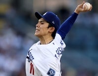 オリオールズ戦に先発したドジャースの佐々木。(C)Getty Images
