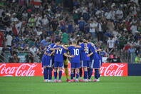 W杯グループステージ第２節でチュニジアを４－０で下し、快勝を収めた森保ジャパン。写真：金子拓弥（THEDIGEST写真部 ／JMPA代表撮影）