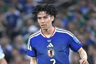 驚異的な数字が紹介された田中。写真：金子拓弥（THE DIGEST写真部／JMPA代表撮影）