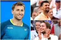長年のパートナーと結婚したルード（左）に、ジョコビッチ（右上）やブブリク（右下）らツアー仲間が祝福メッセージを送った。（C）Getty Images