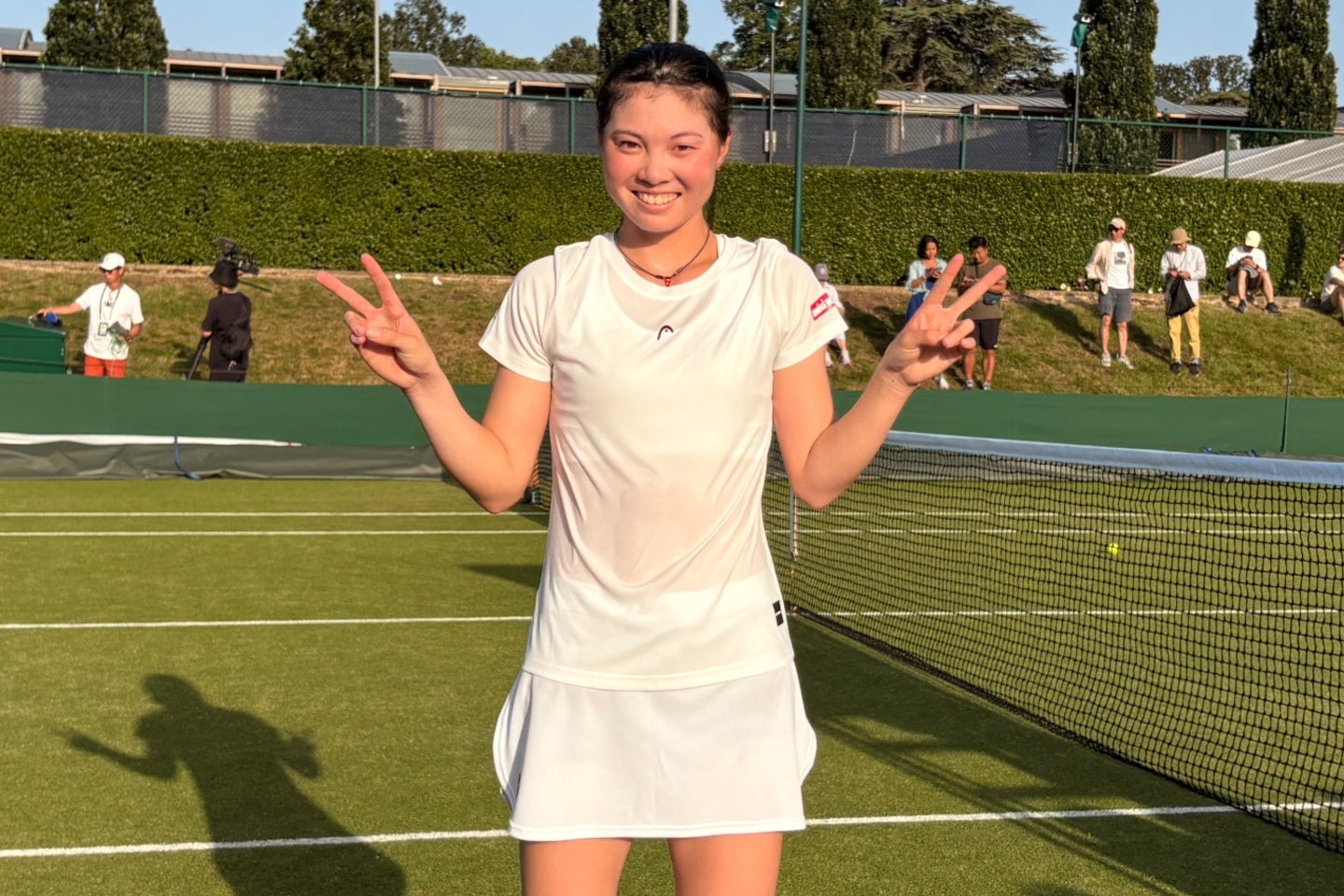 ウインブルドンで四大大会予選に初挑戦した木下。格上選手のトモワをストレートで破り、初戦突破を果たした。写真：内田暁