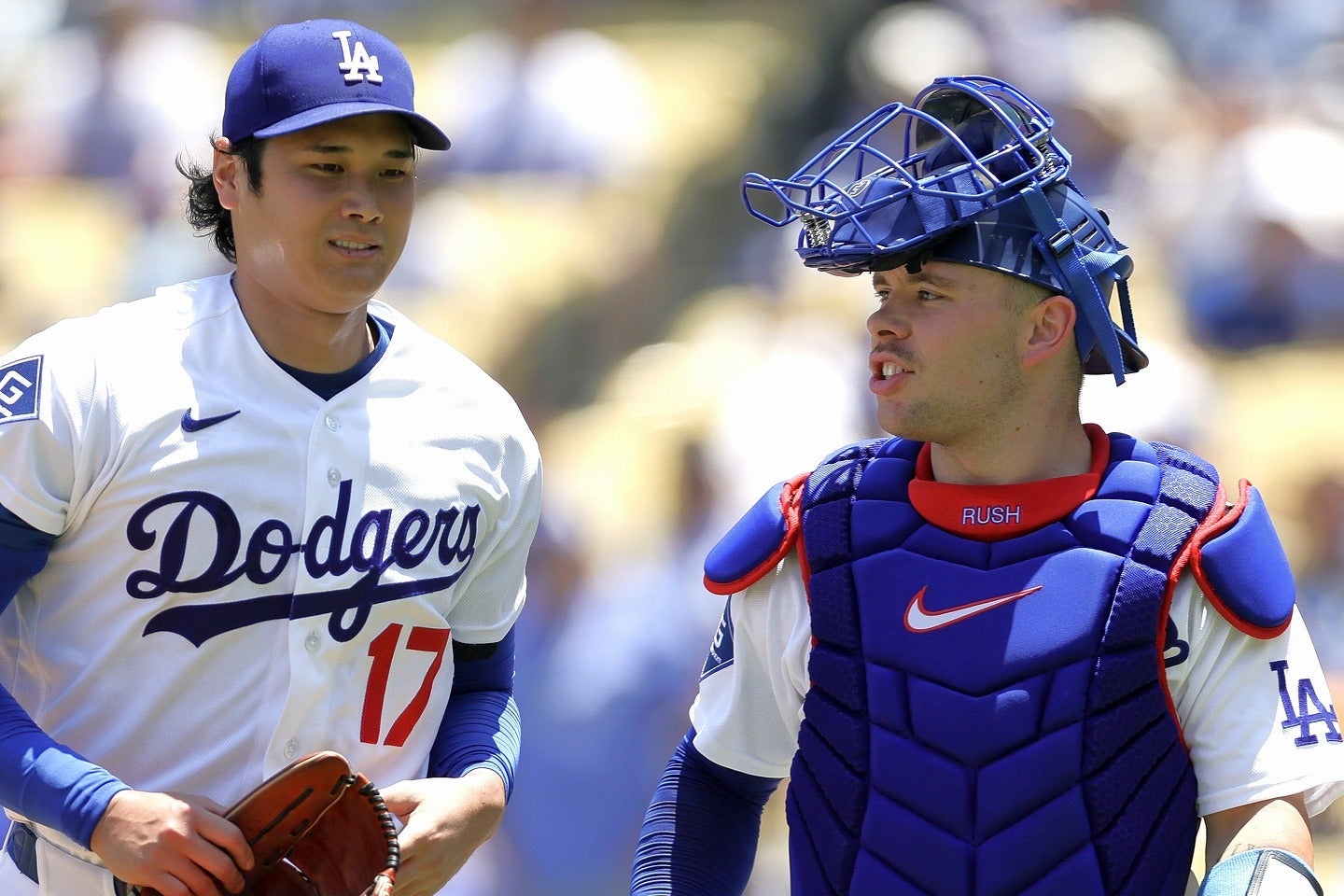 大谷（左）との相性の悪さを指摘されたラッシング（右）。(C) Getty Images