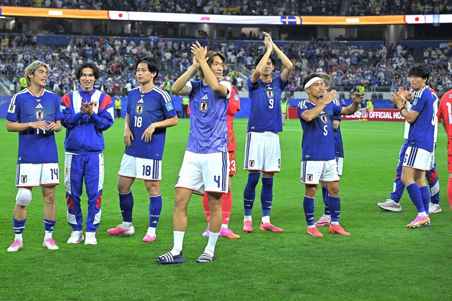 決勝T１回戦でブラジル代表との対戦が決まった日本代表。写真：金子拓弥（THE DIGEST写真部／JMPA代表撮影）
