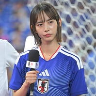 W杯日本代表戦を現地から伝えた井桁さん。写真：金子拓弥（ THE DIGEST写真部／JMPA代表撮影）