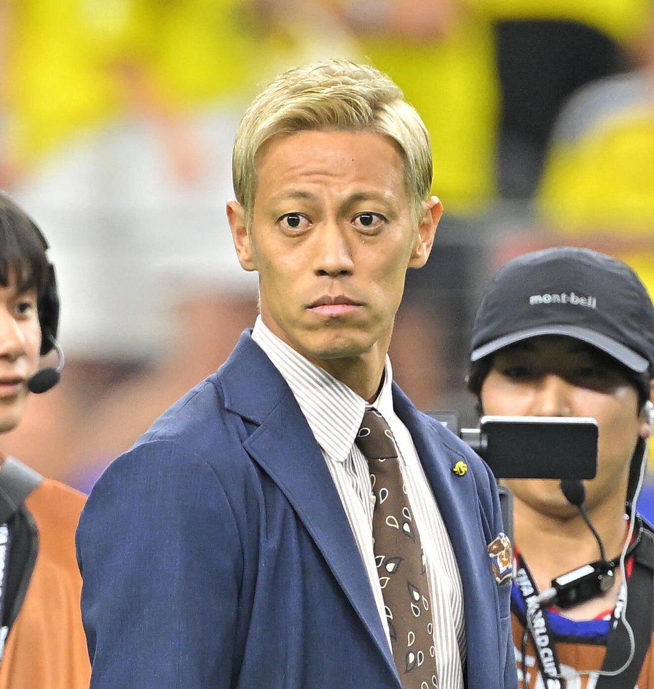 NHK-BSで日本戦の解説を務めた本田圭佑。写真：金子拓弥（THE DIGEST写真部／JMPA代表撮影）