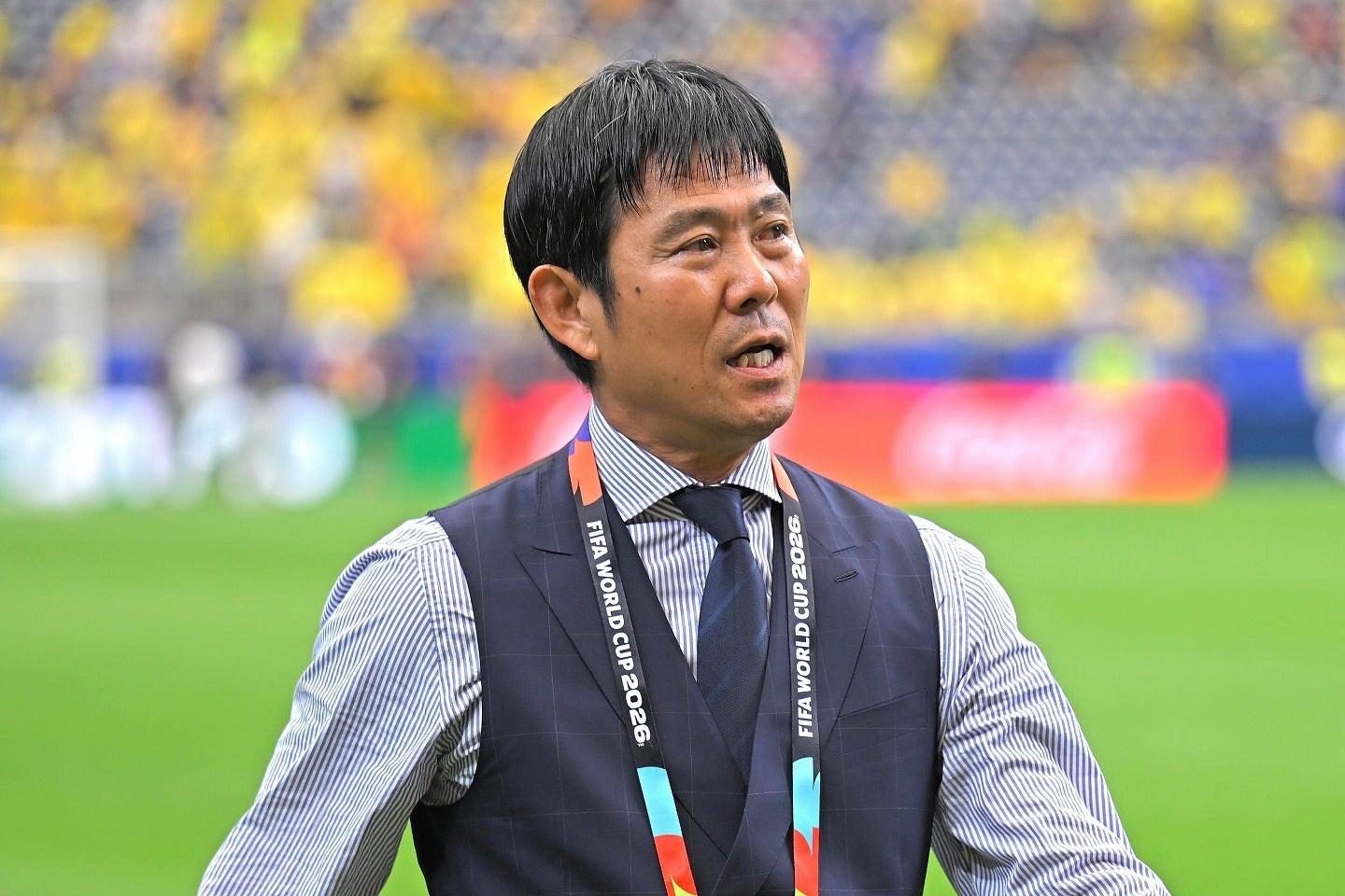 ブラジル代表をあと一歩まで追い詰めた日本の森保一監督。写真：金子拓弥（THE DIGEST写真部／JMPA代表撮影）