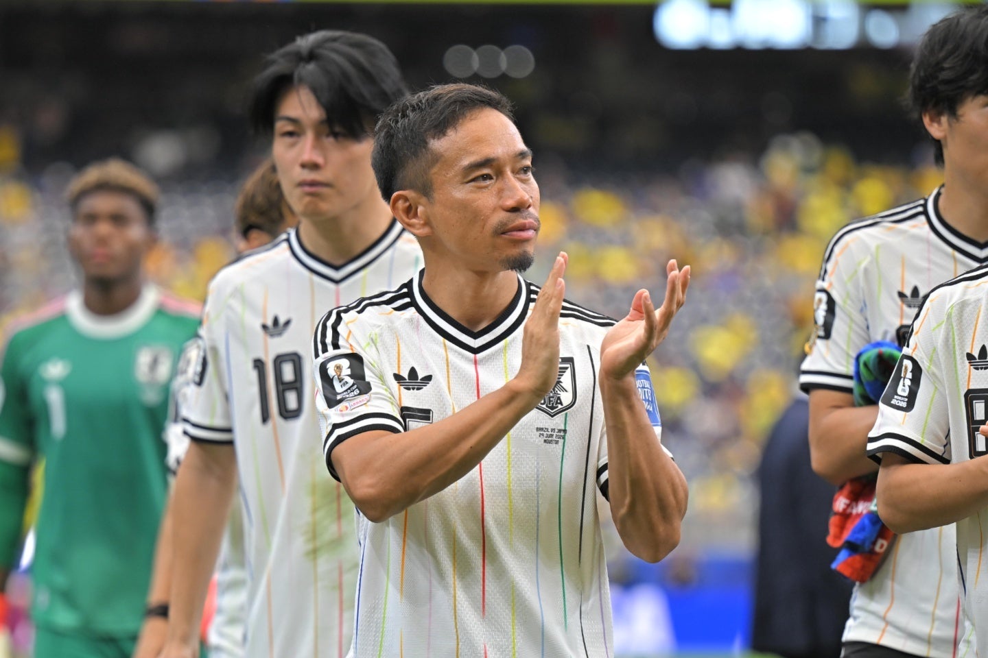 W杯５大会連続代表の長友佑都。写真：金子拓弥（THE DIGEST写真部／JMPA代表撮影）