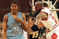 ノースカロライナ大の後輩であるウォーレス(左)がジョーダン(右)とのNBA初対戦を振り返った。(C)Getty Images